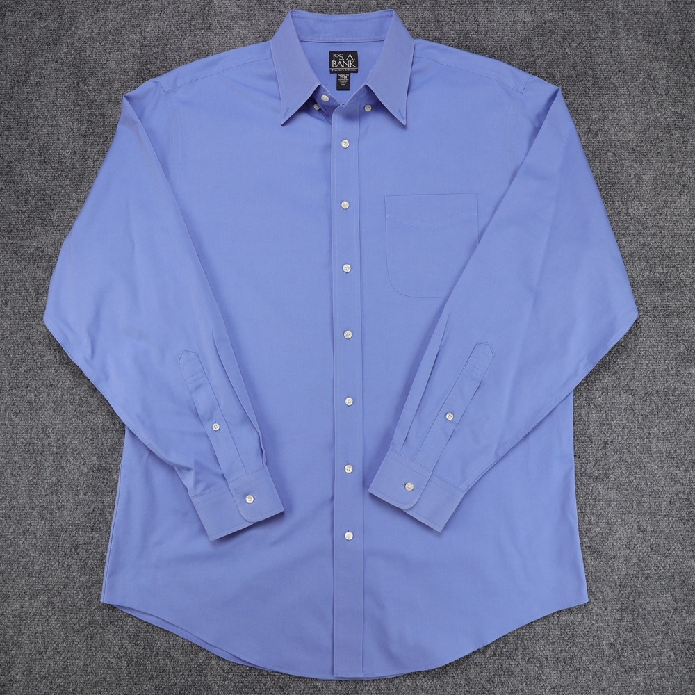 Jos. A. Bank Traveler's Collection Blue Tailored Fit Dress Shirt 17-35 Cotton